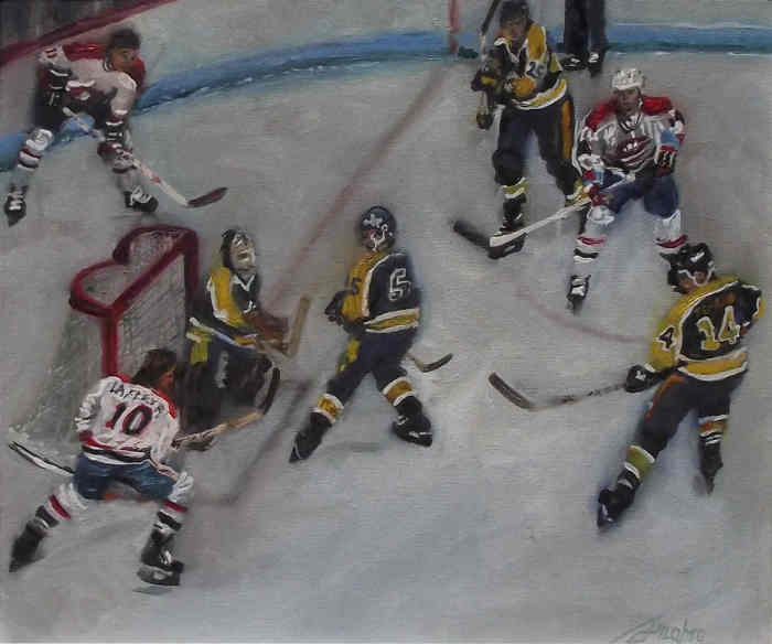 Hockey Sur Glace 1991, 10inx12in Oil on canvas